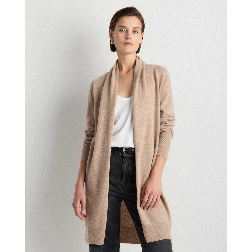 Quince Mongolian Cashmere Duster‎ Cardigan Women's XS Oatmeal Open Front